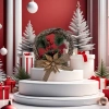Christmas wreath, scarlet champagne, Christmas door hanging decoration, rattan wreath ring hanging piece, Christmas decoration Application Scenario